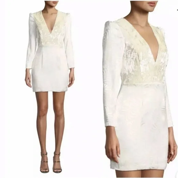 FREE PEOPLE Naomi Ivory Velvet Mini Dress Size - Picture 2 of 7